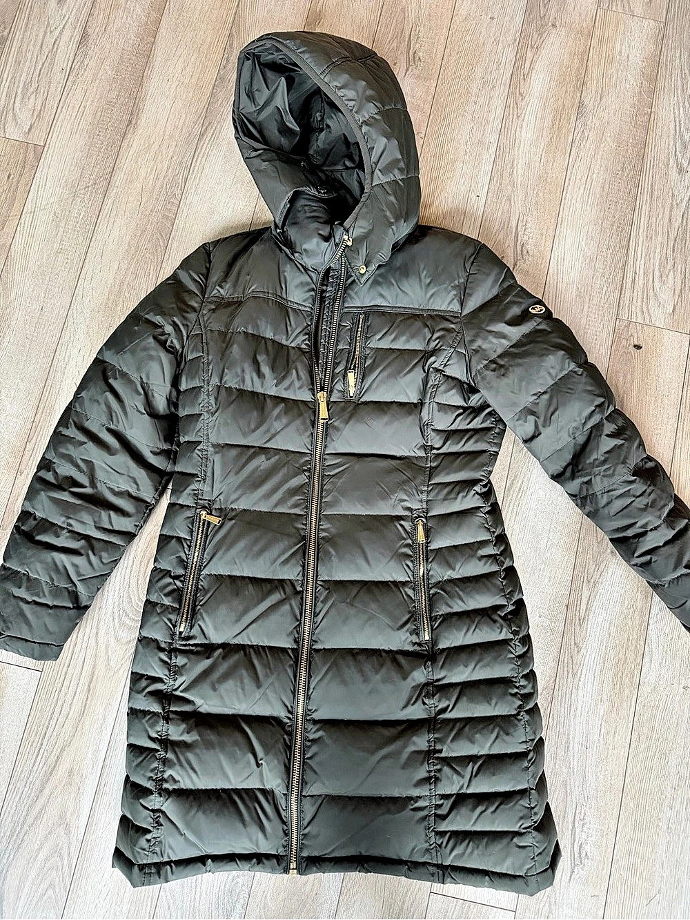 Michael Kors Hooded Quilted Puffer Coat Black